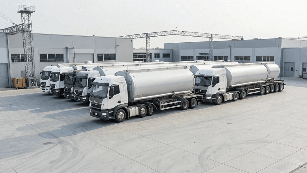 Tankfahrzeuge im industriellen Umfeld — Flotten- und Verteilerszene.